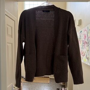 Brown Open Front Cardigan